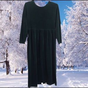 Erika green velvet babydoll midi dress
